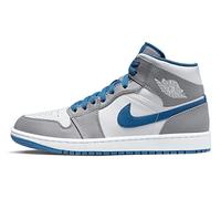 NIKE Homme Air Jordan 1 Mid Shoes Basket, Gris Ciment Blanc Bleu True, 43 EU