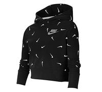 Nike Crop AOP Sweat a Capuche Enfants Sweat a Capuche Enfant Black/White/Lt Smoke Grey FR : L (Taille Fabricant : L)