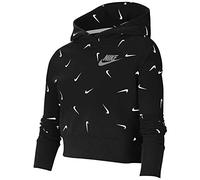 Nike Crop AOP Sweat a Capuche Enfants Sweat a Capuche Enfant Black/White/Lt Smoke Grey FR : XS (Taille Fabricant : XS)
