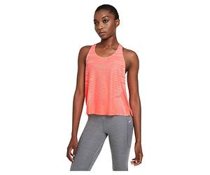 NIKE DA0528-854 W NP CLN Tank Net Vest Womens Bright Mango/White/(Metallic Silver) M