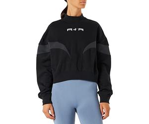 Nike DD5433 W NSW AIR FLC Mock LS Top Sweatshirt Women's Black/DK Smoke Grey/(White) L