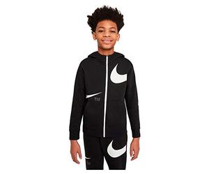 NIKE DD8637 B NSW Swoosh FLC FZ Sweatshirt Boys Black/White M
