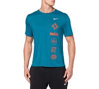 Nike DF Miler Top WR Gx T-Shirt Homme Geode Teal/Team Orange/Reflect FR: L (Taille Fabricant: L)