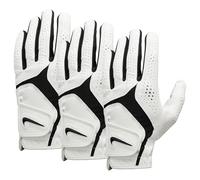 Nike Dura Feel X Lot de 3 Gants de Golf pour Homme - Gants de Golf pour Main Gauche - Gants de Golf résistants avec Une Forte adhérence - Blanc Perle/Blanc Perle/Noir - M/L
