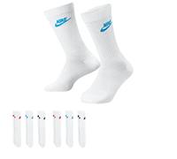 Nike DX5025-6 paires de chaussettes de sport - Blanc/noir/multicolore - Sportswear Everyday Essential CREW Chaussettes 34/38/42/46/50 - Femme, Homme, Unisexe, multicolore, 46-50
