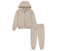 NIKE Ensemble composé d'un sweat-shirt et d'un pantalon - Capuche - Fermeture éclair - Logo - Taille élastique - Poignets côtelés - Coupe droite - Beige - 4-5 ans