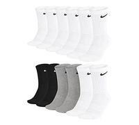 Nike Everyday Cush Crew Chaussettes De Sport Pack De 3-Blanc,Noir, Taille 46-50