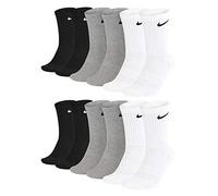 Nike SX7664 Lot de 6 paires de chaussettes de tennis pour homme et femme blanc/gris/noir Taille 34 36 38 40 42 44 46 48 50 Taille 46/50 Couleur : blanc/noir