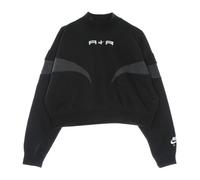 Nike DD5433 W NSW AIR FLC Mock LS Top Sweatshirt Women's Black/DK Smoke Grey/(White) L