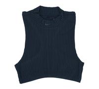 Nike, Femme, Tops, Bleu, Taille: 38 FR Chill Knit Rib Crop Tank