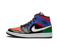 Nike Femme WMNS Air Jordan 1 Mid Se Chaussure de Basketball, Black Univ Red Hyper Royal Pine Green Purple Rise Orange Pulse, 36 EU