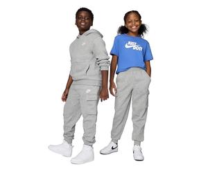Nike Full Length Pant K NSW Club FLC Crgo PNT Lbr, DK Grey Heather/Base Grey/White, FD3012-063, M