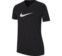 Nike G NK Dry Tee Leg Vneck Swoosh T-Shirt à Manches Courtes Femme Noir FR : S (Taille Fabricant : S)