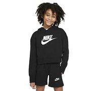 Nike G NSW Club FT Crop Hoodie HBR Sweatshirt Girls, Black/White, XS