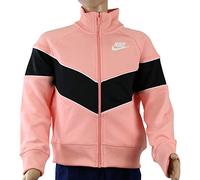 Nike G NSW Heritage FZ Sweat-Shirt Fille, Bleached Coral/Black/White/White, FR : M (Taille Fabricant : M)