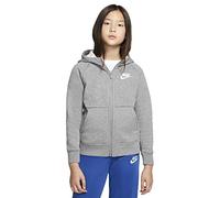 Nike G NSW PE Full Zip T-Shirt à Manches Longues Fille, Carbon Heather/(White), FR : L (Taille Fabricant : L)