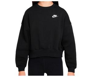 Nike - Girl's Club Fleece Boxy Crew-Neck Sweatshirt - Pull - XS - black / white