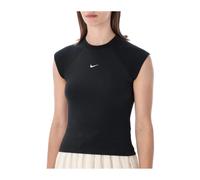 Nike - Haut sans manches côtelé à col mock en maille Chill - Femme - Sport - Noir - Taille: 42 FR