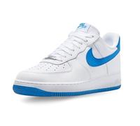Nike Homme AIR Force 1 '07 Sneaker, Blanc Photo, Bleu et Blanc, 42.5 EU