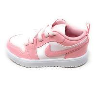 NIKE Jordan 1 Low DR9748 614 Med Soft Pink/Pearl Pink-White pour fille Rose avec lacets élastiques et déchirure, Blanc et rose., 34 EU