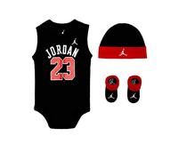 Nike Jordan 23 Ensemble de maillot avec capuche et chaussettes pour bébé, Noir 023, 0 mois