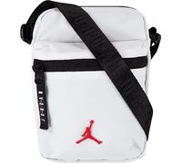 Nike Jordan Airborne Festival Bag Sac bandoulière unisexe avec compartiments zippés, sangle réglable et rangement compact au quotidien, blanc, rouge, taille S