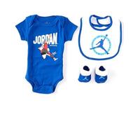 NIKE Jordan Jumpman Ensemble grenouillère, chaussons et bavoir pour bébé fille garçon Bleu blanc graphique 0-6 mois, multicolore, 0-6 mois