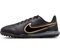 Nike Jr. Tiempo Legend 9 Academy TF Little/Big Kids' Turf Soccer Shoes, Black/Black-Anthracite-Metallic Gold, 36 EU