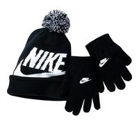 Nike Ensemble bonnet et gants Swoosh Pom Enfant Noir/Blanc Taille S-XXL
