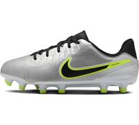 NIKE Legend 10 Academy FG/MG Chaussure de Football pour Enfants Metallic Silver/Black/Volt 38.5