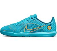 Nike Little/Big Kids' Indoor/Court Soccer Shoes Jr. Mercurial Vapor 14 Academy IC, Chlorine Blue/Laser Orange-Marina, DJ2861-484, 32 EU (1Y US)