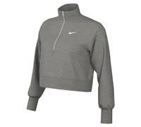 Nike Long Sleeve Top W NSW Phnx FLC Qz Crop, DK Grey Heather/Sail, DQ5767-063, XL-S