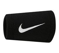 Nike Elite Doublewide Wristband Paire de poignets de tennis longs Swoosh Double largeur (Black/White), Taille unique
