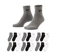 Nike Lot de chaussettes de sport courtes pour homme et femme Blanc/noir Taille 34 36 38 40 42 44 46 48 50 SX7677, 6 paires blanc - 6 paires gris - 6 paires noires, 38-42