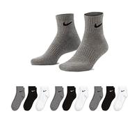 Nike Lot de chaussettes de sport courtes pour homme et femme Blanc/noir Taille 34 36 38 40 42 44 46 48 50 SX7677, 3 paires blanc - 3 paires gris - 3 paires noir, 34-38