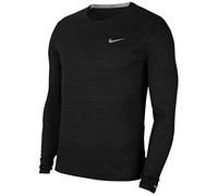 Nike M NK DF Miler Top LS T-Shirt à Manches Longues Homme, Black/(Reflective Silv), FR : XL (Taille Fabricant : XL-T)
