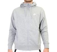 Nike M NSW Club Hoodie Fz Ft Hooded Full Zip LS Top Homme, DK Grey Heather/Matte Silver/White, XXL