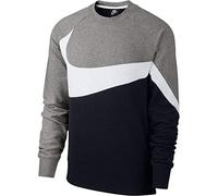 Nike M NSW HBR CRW FT STMT T-Shirt à Manches Longues Homme, Black/White/DK Grey Heather/BL, FR : XL (Taille Fabricant : XL)