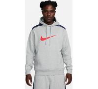 Nike M NSW SP FLC Sweat BB Haut à Capuche à Manches Longues, Gris chiné/Bleu foncé/Rouge feu, s Homme