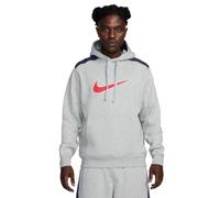 Nike M NSW SP FLC Sweat BB Haut à Capuche à Manches Longues, Gris chiné/Bleu foncé/Rouge feu, m Homme