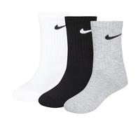 Nike 3 paires Young Athletes Crew Cushioned Socks; White/Black/Grey (4-5)