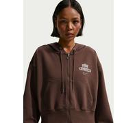Nike Nike Chocolate Brown Bubble Hem Logo Graphic Full Zip Hoodie
