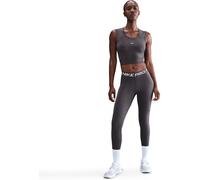 Nike Pro Women's Mid-Rise Mesh-Panelled Leggings Thundr Grey/Wht 8 (XS) Female