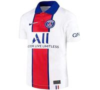 Nike PSG Y NK BRT Stad JSY SS AW T-Shirt Enfant White/(Old Royal) (Full Sponsor) FR: M (Taille Fabricant: M)
