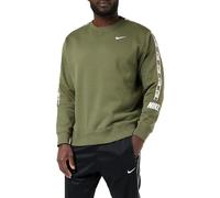 Nike Repeat Fleece Crew BB Sweatshirt Maillot de survêtement Homme, Vert Olive/Blanc, s