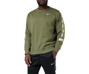 Nike Repeat Fleece Crew BB Sweatshirt Maillot de survêtement Homme, Vert Olive/Blanc, s