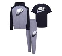 NIKE -Set composé de sweat-shirt T-SHIRT ET PANTALON - FEUILLE AVEC CAPUCHE ET ZIP -T-SHIRT DEMI MANCHE PANTALON AVEC VIE ÉLASTIQUE PANTALON AVEC Ourlets côtelés -REGULAR FIT noir GRIS/BLANC GEH 1