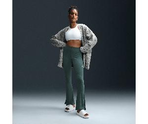 Nike Sportswear Chill Knit Women's Tight Mini-Rib Flared Leggings Vintage Green/Sail - S