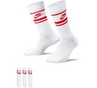 Nike Sportswear Dri-Fit Everyday Essential Crew Socks (3 Pairs) Blanc/Rouge 8-11(L) Unisex
