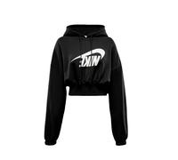 Nike Sweat À Capuche Femme Court Sportwear Club Fleece - 010 (Noir/Blanc)